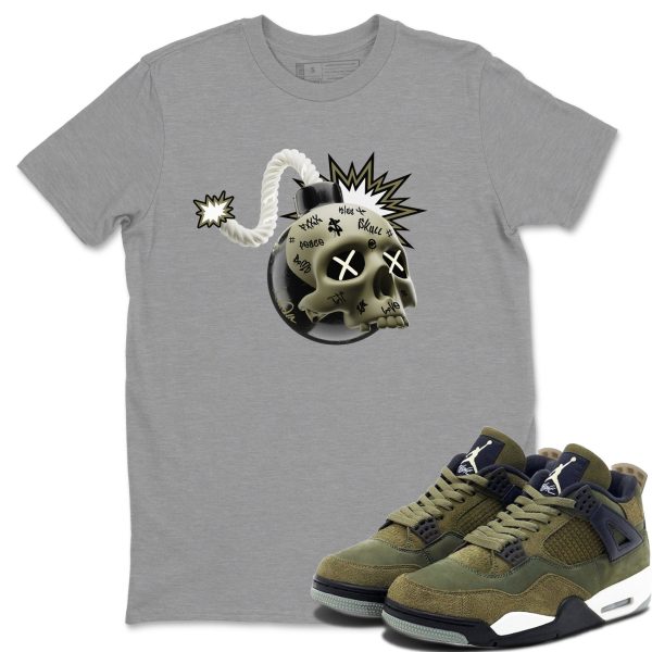 Skull Bomb Unisex Crew Neck Sneaker Matching Tee Shirt To Match 4s Craft Olive Jezsport.com