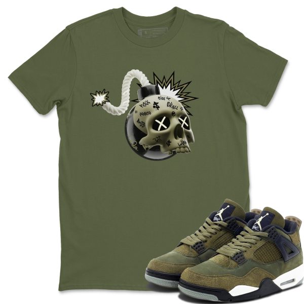 Skull Bomb Unisex Crew Neck Sneaker Matching Tee Shirt To Match 4s Craft Olive Jezsport.com