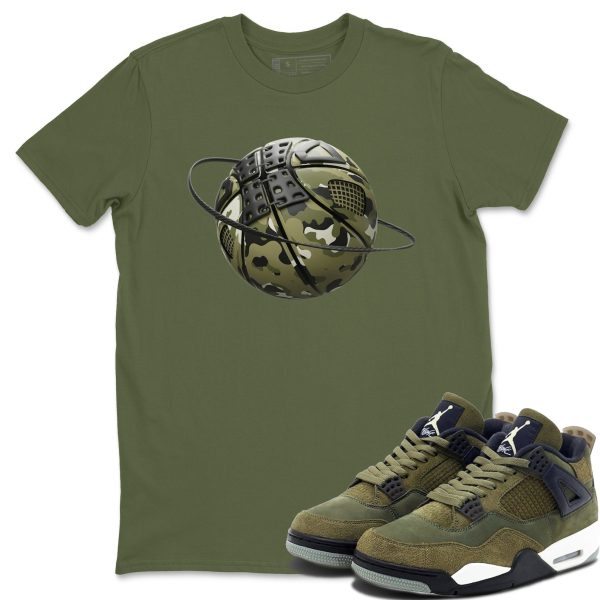 Camo Basketball Planet Unisex Crew Neck Sneaker Matching Tee Shirt To Match 4s Craft Olive Jezsport.com