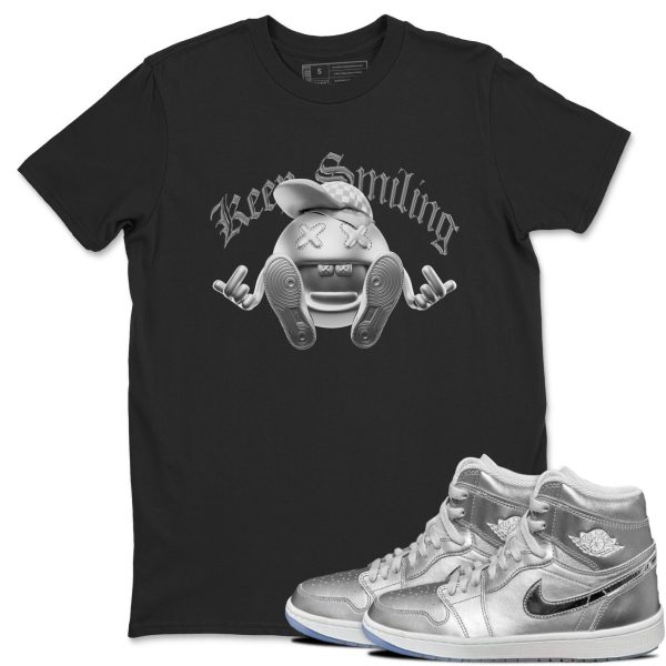 Keep Smiling Sneaker Tee - Casual Unisex Cotton Sneaker T-Shirt To Match 1s Gift Giving AJ1 Silver Jezsport.com