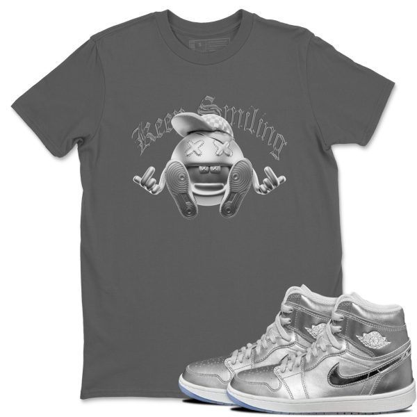 Keep Smiling Sneaker Tee - Casual Unisex Cotton Sneaker T-Shirt To Match 1s Gift Giving AJ1 Silver Jezsport.com