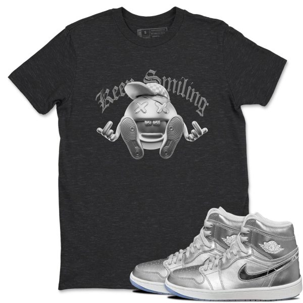 Keep Smiling Sneaker Tee - Casual Unisex Cotton Sneaker T-Shirt To Match 1s Gift Giving AJ1 Silver Jezsport.com