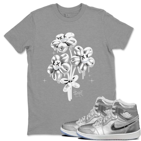 Balloon Bouquet Sneaker Tee - Casual Unisex Cotton Sneaker T-Shirt To Match 1s Gift Giving AJ1 Silver Jezsport.com