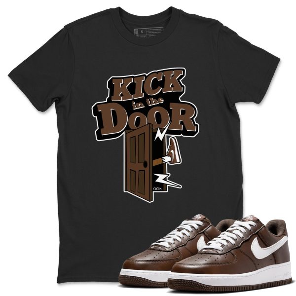 Kick In The Door Sneaker Tee - Casual Unisex Cotton Sneaker T-Shirt To Match Air Force 1 Chocolate Jezsport.com