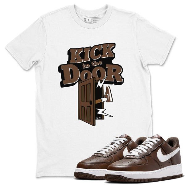 Kick In The Door Sneaker Tee - Casual Unisex Cotton Sneaker T-Shirt To Match Air Force 1 Chocolate Jezsport.com