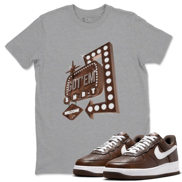 Retro Neon Sign Sneaker Tee - Casual Unisex Cotton Sneaker T-Shirt To Match Air Force 1 Chocolate Jezsport.com