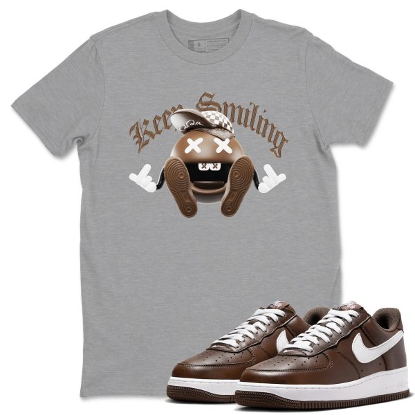 Keep Smiling Sneaker Tee - Casual Unisex Cotton Sneaker T-Shirt To Match Air Force 1 Chocolate Jezsport.com