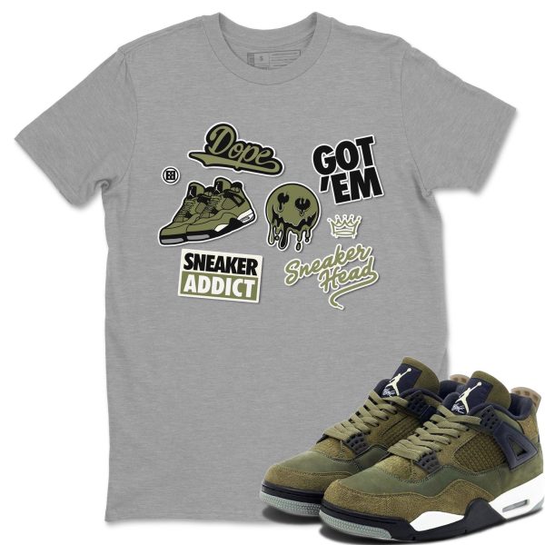 Sneakerhead Sticker Unisex Crew Neck Sneaker Matching Tee Shirt To Match 4s Craft Olive Jezsport.com