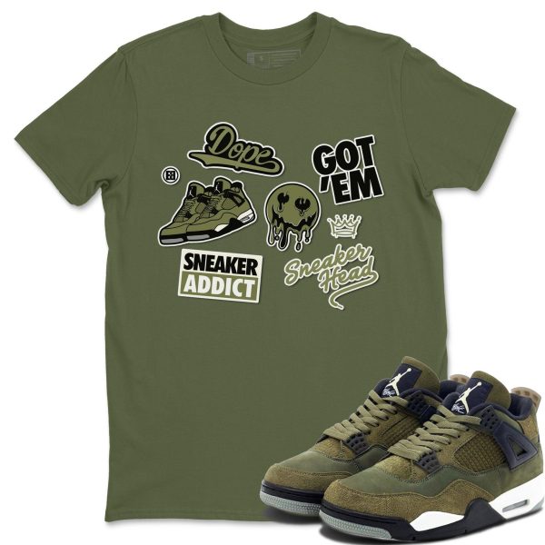 Sneakerhead Sticker Unisex Crew Neck Sneaker Matching Tee Shirt To Match 4s Craft Olive Jezsport.com