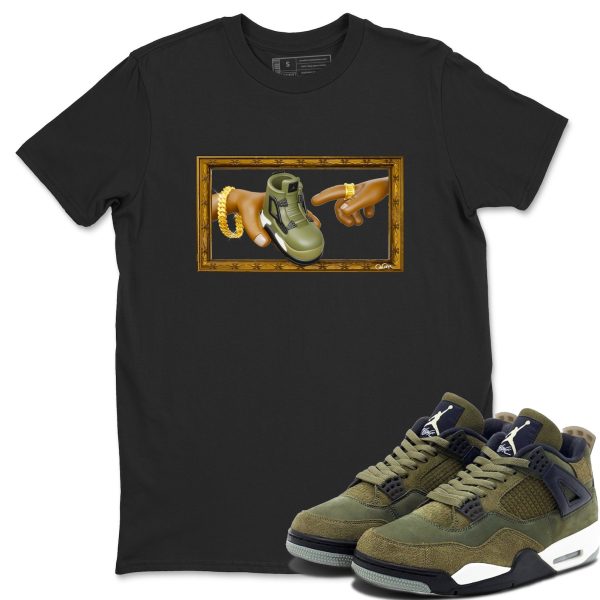 The Creation of Adam Unisex Crew Neck Sneaker Matching Tee Shirt To Match 4s Craft Olive Jezsport.com