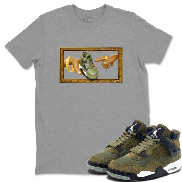 The Creation of Adam Unisex Crew Neck Sneaker Matching Tee Shirt To Match 4s Craft Olive Jezsport.com