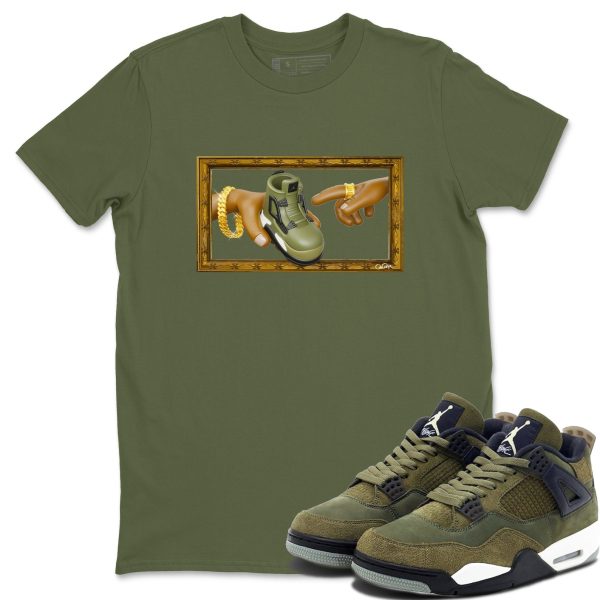 The Creation of Adam Unisex Crew Neck Sneaker Matching Tee Shirt To Match 4s Craft Olive Jezsport.com