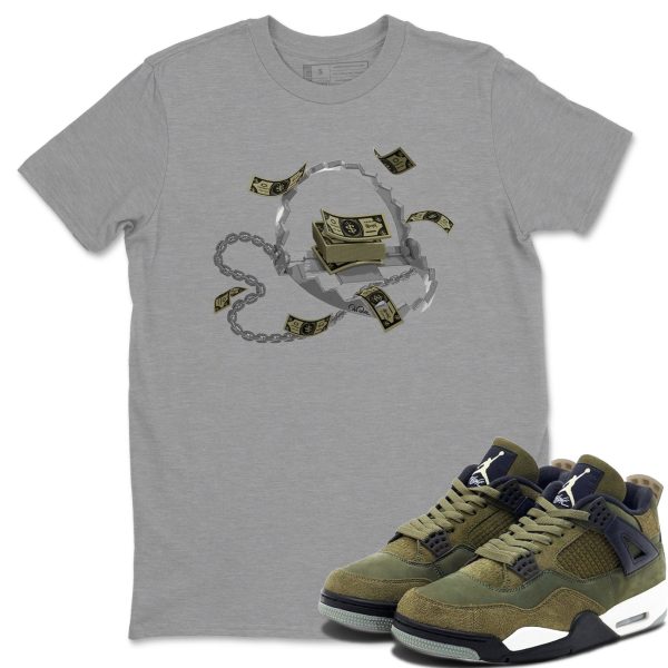 Trap Money Unisex Crew Neck Sneaker Matching Tee Shirt To Match 4s Craft Olive Jezsport.com