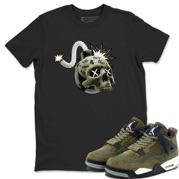 Skull Bomb Unisex Crew Neck Sneaker Matching Tee Shirt To Match 4s Craft Olive Jezsport.com