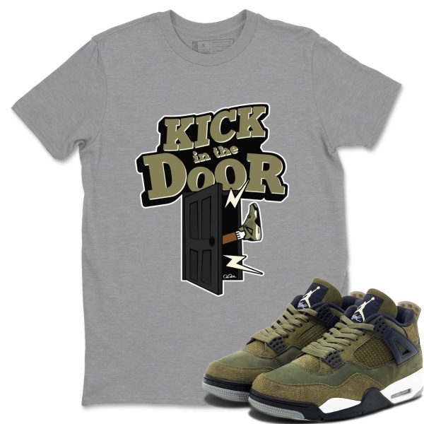 Kick In The Door Unisex Crew Neck Sneaker Matching Tee Shirt To Match 4s Craft Olive Jezsport.com