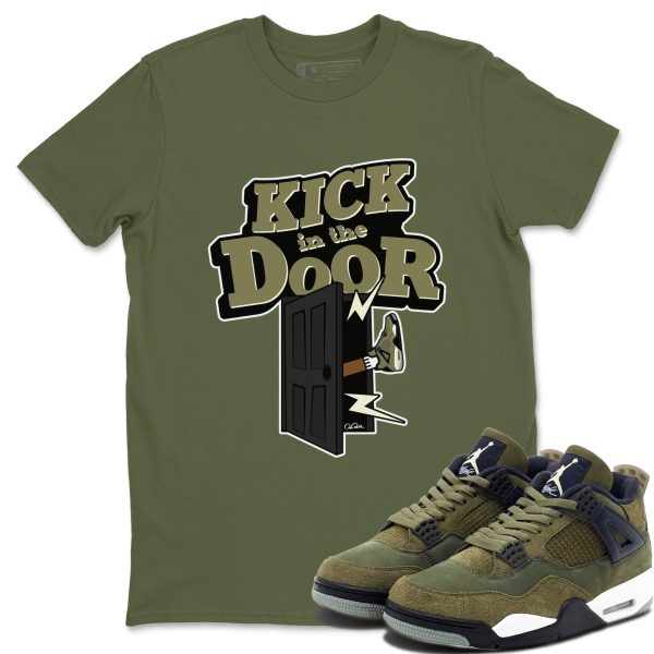 Kick In The Door Unisex Crew Neck Sneaker Matching Tee Shirt To Match 4s Craft Olive Jezsport.com