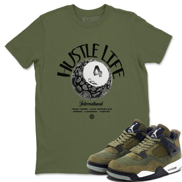 Hustle Life Unisex Crew Neck Sneaker Matching Tee Shirt To Match 4s Craft Olive Jezsport.com