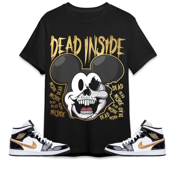 Mickey Horror Unisex Tees Jordan 1 Mid SE Black Gold to match Sneaker, Outfit Birthday Gift for Friends Jezsport.com