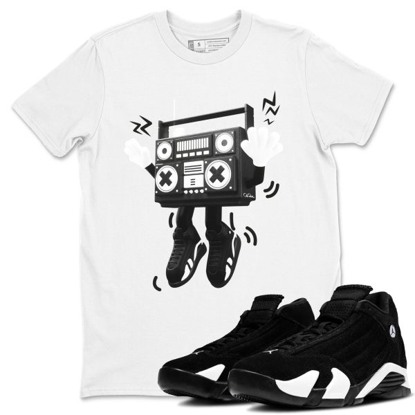 90s Radio Boy Sneaker Tee - Casual Unisex Cotton Sneaker T-Shirt To Match 14s Black White Panda Jezsport.com