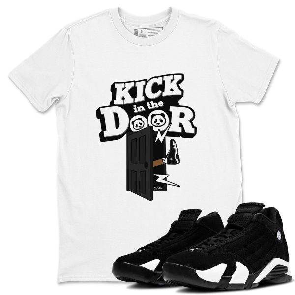 Kick In The Door Sneaker Tee - Casual Unisex Cotton Sneaker T-Shirt To Match 14s Black White Panda Jezsport.com