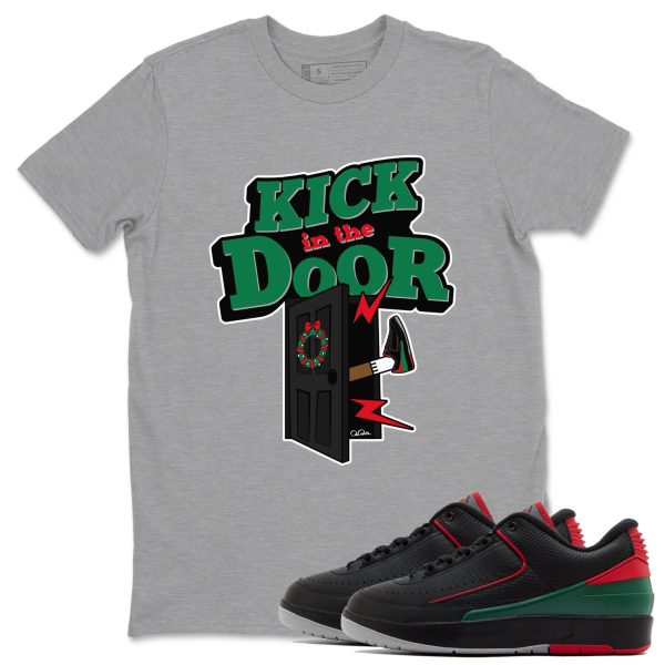 Kick In The Door Unisex Crew Neck Sneaker Matching Tee Shirt To Match 2s Christmas Holiday Sneaker Tees Jezsport.com