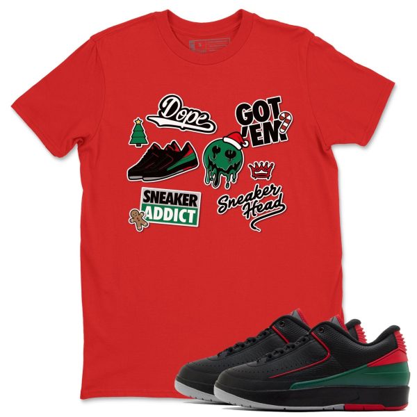 Sneakerhead Sticker Unisex Crew Neck Sneaker Matching Tee Shirt To Match 2s Christmas Holiday Sneaker Tees Jezsport.com