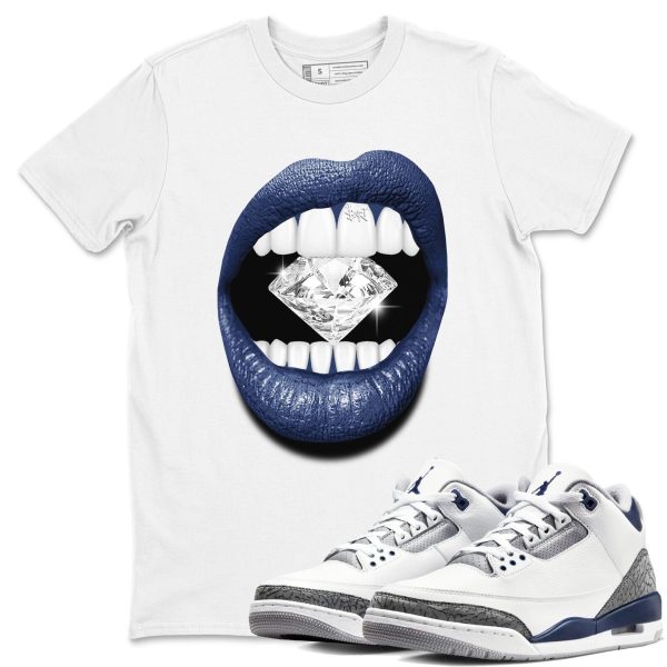 Lips Diamond Sneaker Tee - Casual Unisex Cotton Sneaker T-Shirt To Match 3s Midnight Navy Jezsport.com