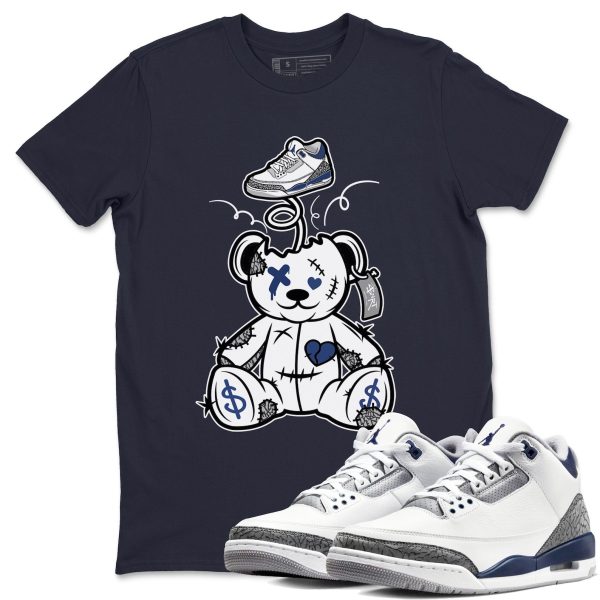 Surprise Teddy Bear Sneaker Tee - Casual Unisex Cotton Sneaker T-Shirt To Match 3s Midnight Navy Jezsport.com