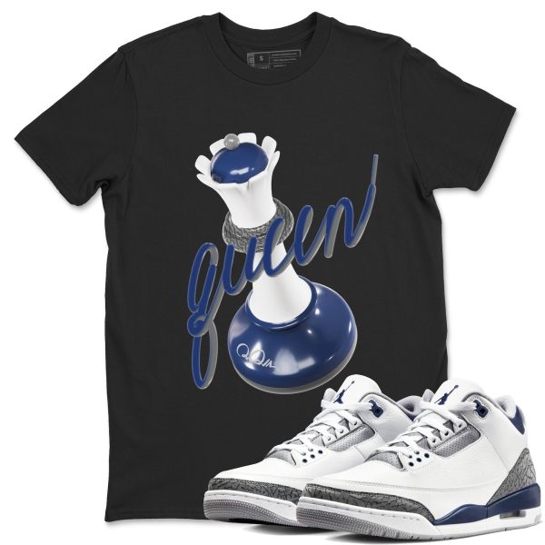 3D Queen Sneaker Tee - Casual Unisex Cotton Sneaker T-Shirt To Match 3s Midnight Navy Jezsport.com