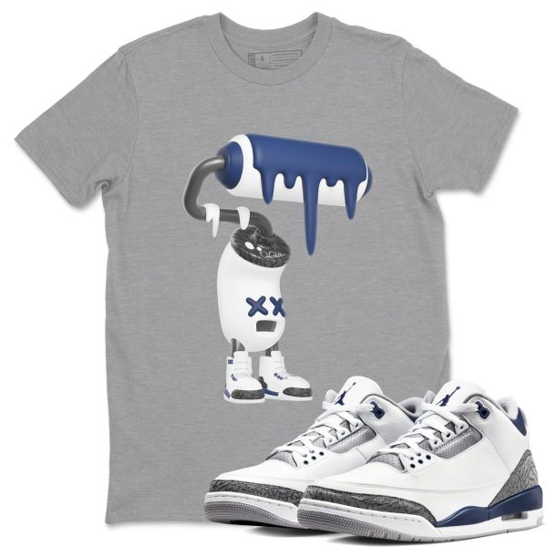 3D Paint Roller Sneaker Tee - Casual Unisex Cotton Sneaker T-Shirt To Match 3s Midnight Navy Jezsport.com