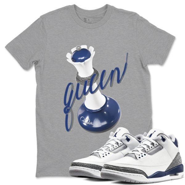 3D Queen Sneaker Tee - Casual Unisex Cotton Sneaker T-Shirt To Match 3s Midnight Navy Jezsport.com