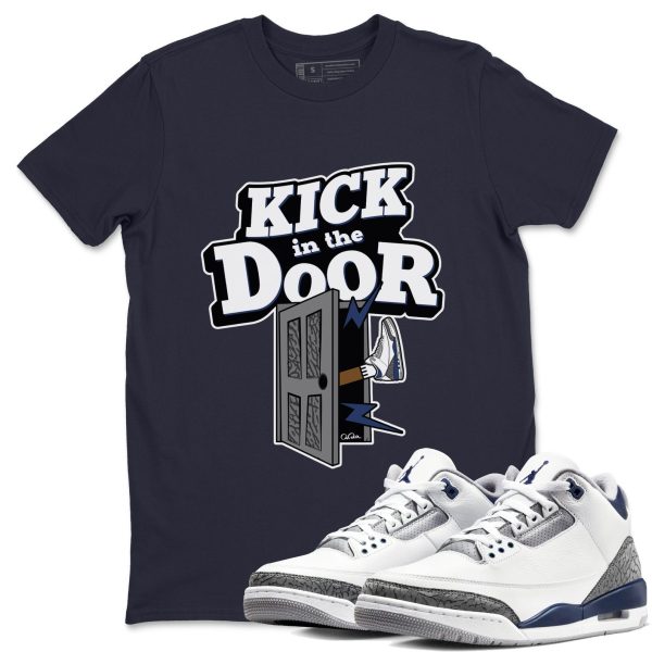 Kick In The Door Sneaker Tee - Casual Unisex Cotton Sneaker T-Shirt To Match 3s Midnight Navy Jezsport.com