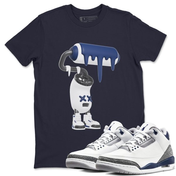 3D Paint Roller Sneaker Tee - Casual Unisex Cotton Sneaker T-Shirt To Match 3s Midnight Navy Jezsport.com