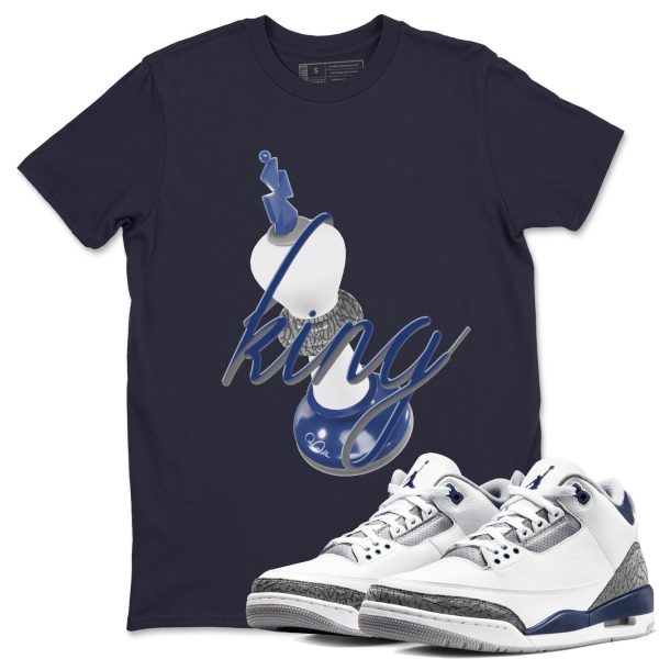 3D King Sneaker Tee - Casual Unisex Cotton Sneaker T-Shirt To Match 3s Midnight Navy Jezsport.com