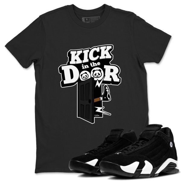 Kick In The Door Sneaker Tee - Casual Unisex Cotton Sneaker T-Shirt To Match 14s Black White Panda Jezsport.com