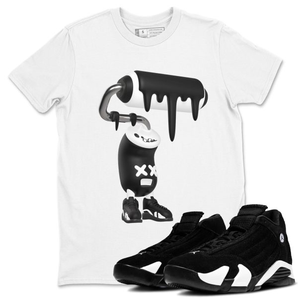 3D Paint Roller Sneaker Tee - Casual Unisex Cotton Sneaker T-Shirt To Match 14s Black White Panda Jezsport.com