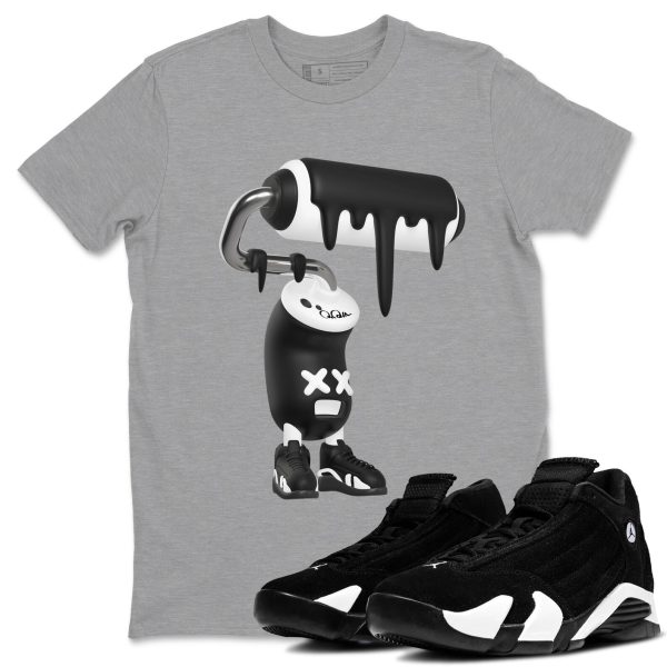 3D Paint Roller Sneaker Tee - Casual Unisex Cotton Sneaker T-Shirt To Match 14s Black White Panda Jezsport.com