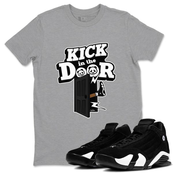 Kick In The Door Sneaker Tee - Casual Unisex Cotton Sneaker T-Shirt To Match 14s Black White Panda Jezsport.com