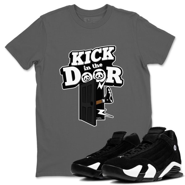 Kick In The Door Sneaker Tee - Casual Unisex Cotton Sneaker T-Shirt To Match 14s Black White Panda Jezsport.com