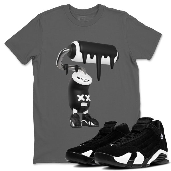 3D Paint Roller Sneaker Tee - Casual Unisex Cotton Sneaker T-Shirt To Match 14s Black White Panda Jezsport.com