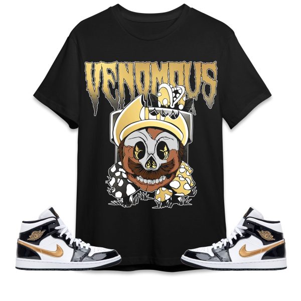 Mario Venomous Unisex Tees Jordan 1 Mid SE Black Gold to Match Sneaker,Outfit Birthday Gift Jezsport.com