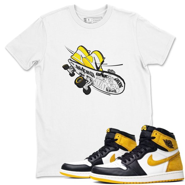 Skateboard Sneaker Tee - Casual Unisex Cotton Sneaker T-Shirt To Match 1s Yellow Ochre Streetwear Jezsport.com