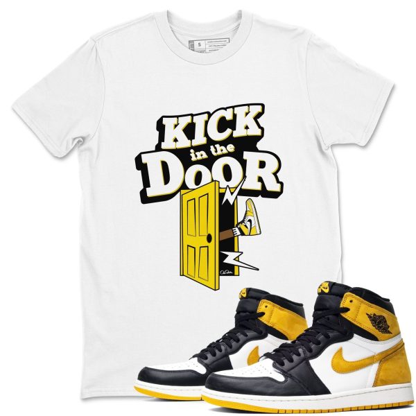 Kick In The Door Sneaker Tee - Casual Unisex Cotton Sneaker T-Shirt To Match 1s Yellow Ochre Streetwear Jezsport.com