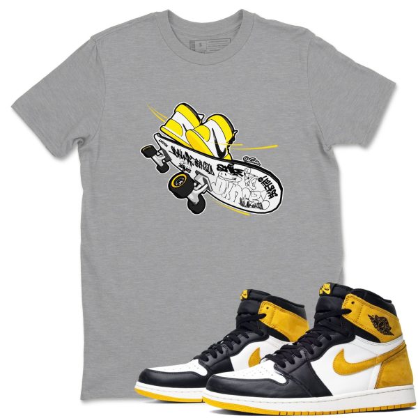 Skateboard Sneaker Tee - Casual Unisex Cotton Sneaker T-Shirt To Match 1s Yellow Ochre Streetwear Jezsport.com