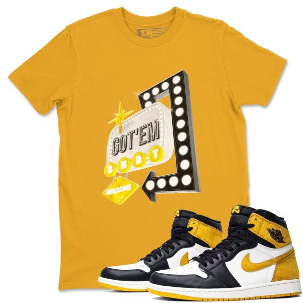 Retro Neon Sign Sneaker Tee - Casual Unisex Cotton Sneaker T-Shirt To Match 1s Yellow Ochre Streetwear Jezsport.com