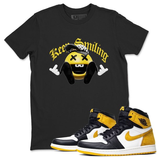 Keep Smiling Sneaker Tee - Casual Unisex Cotton Sneaker T-Shirt To Match 1s Yellow Ochre Streetwear Jezsport.com