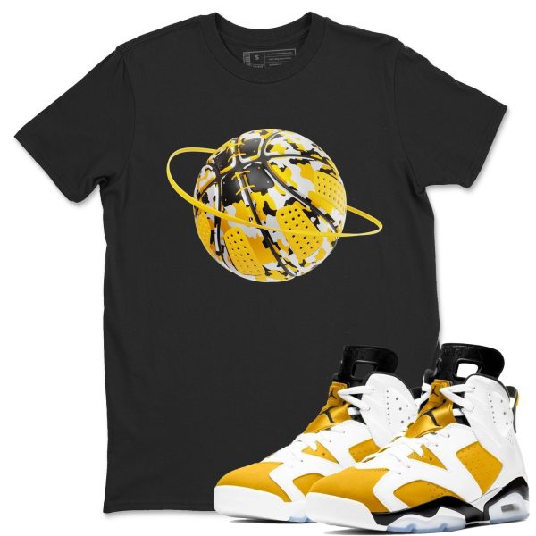 Camo Basketball Planet Sneaker Tee - Casual Unisex Cotton Sneaker T-Shirt To Match 6s Yellow Ochre Streetwear Jezsport.com