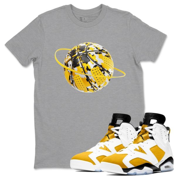 Camo Basketball Planet Sneaker Tee - Casual Unisex Cotton Sneaker T-Shirt To Match 6s Yellow Ochre Streetwear Jezsport.com