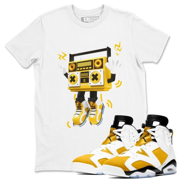 90s Radio Boy - Casual Unisex Cotton Sneaker T-Shirt To Match 6s Yellow Ochre Streetwear Jezsport.com