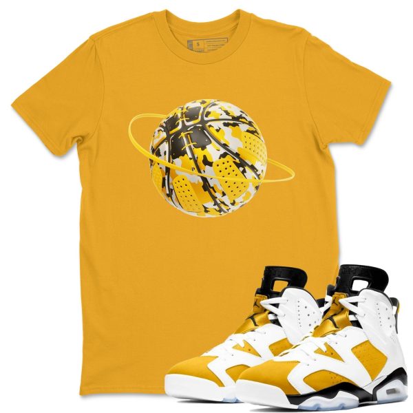 Camo Basketball Planet Sneaker Tee - Casual Unisex Cotton Sneaker T-Shirt To Match 6s Yellow Ochre Streetwear Jezsport.com